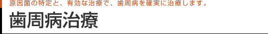 原因菌の特定と、有効な治療で、歯周病を確実に治療します。 歯周病治療